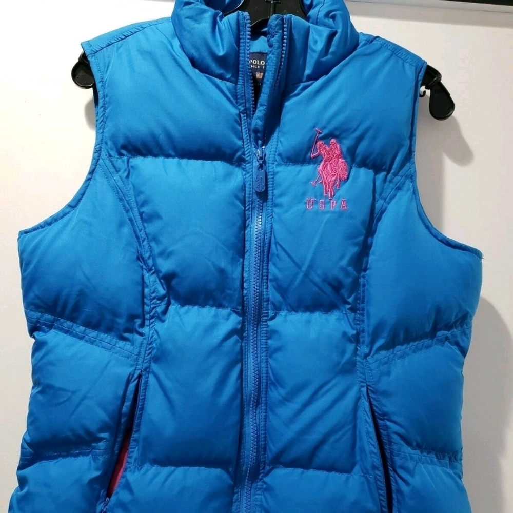 U.S. Polo Assn. Blue Vest with Pink Logo